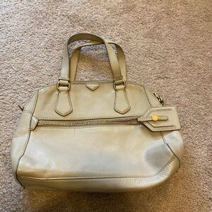 Marc by Marc Jacobs globetrotter tan leather double handle crossbody handbag